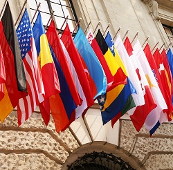 Flaggenparade der OECD-Länder, copy space